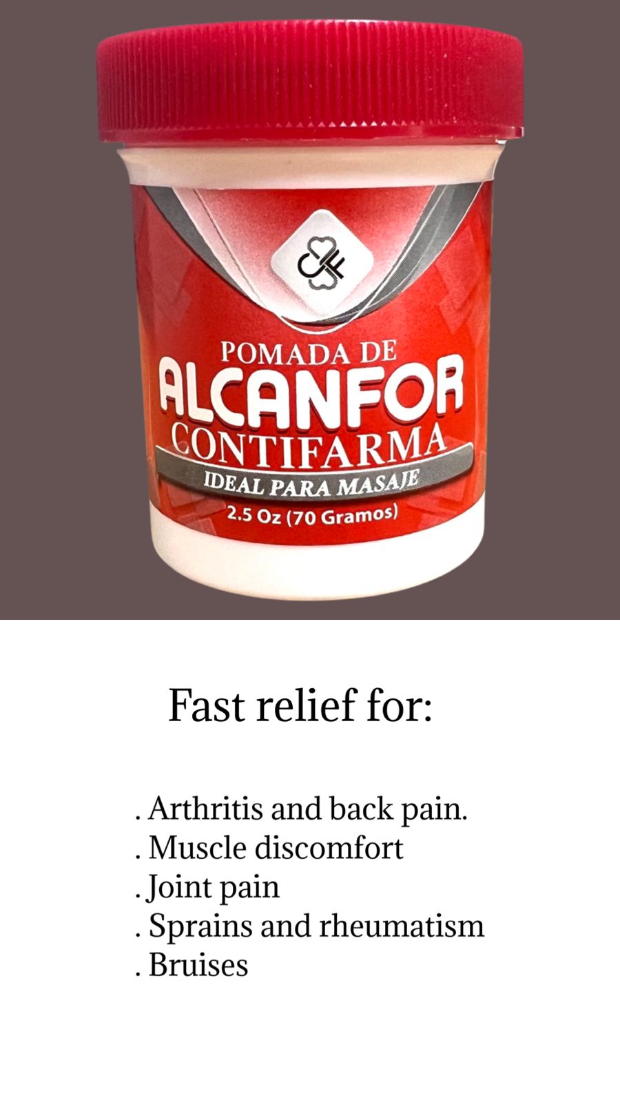 Camphor Ointment 2.5 oz – Relief for Muscle Pain, Arthritis & Sprains - Contifarma
