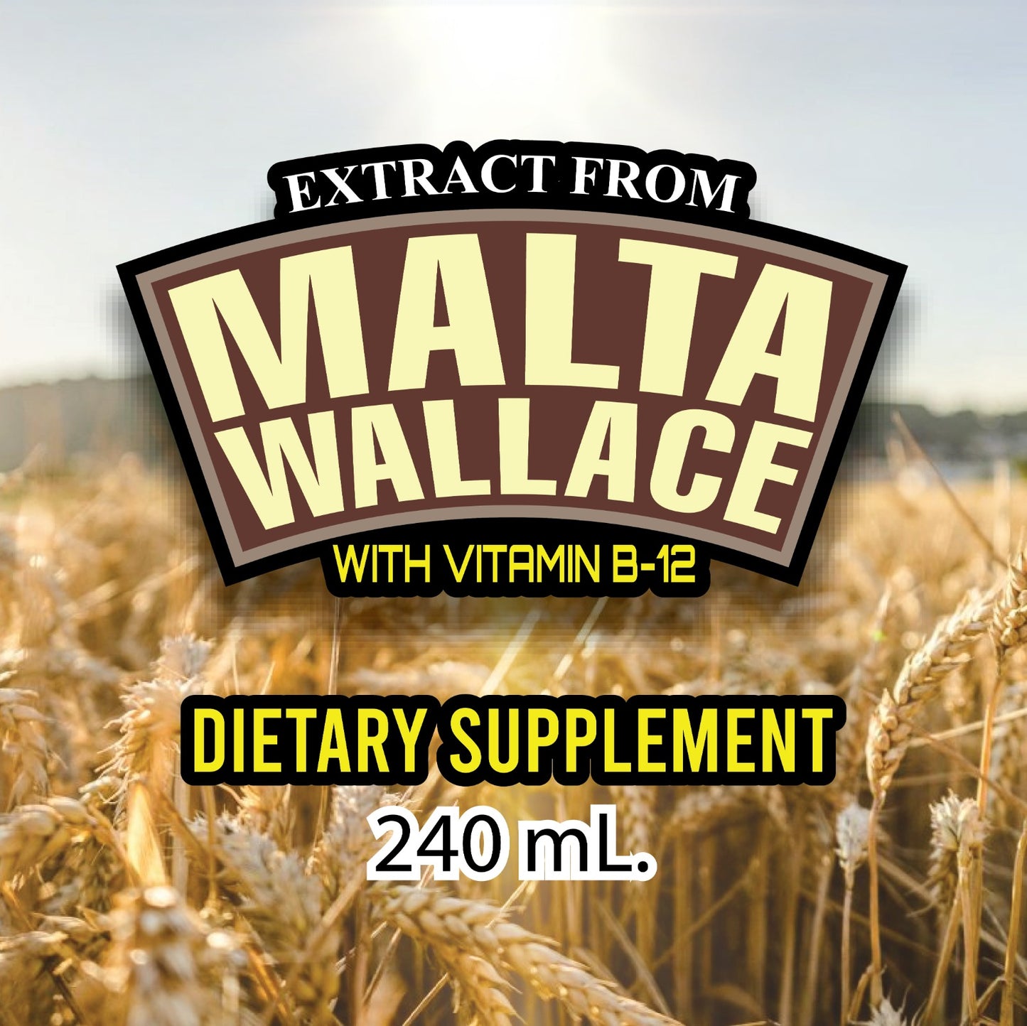 Malta Wallace Malt Extract with Vitamin B12 - Vegan Reconstituting Emulsion for Anemia and Nutrition Support, 8 oz (240 ml)