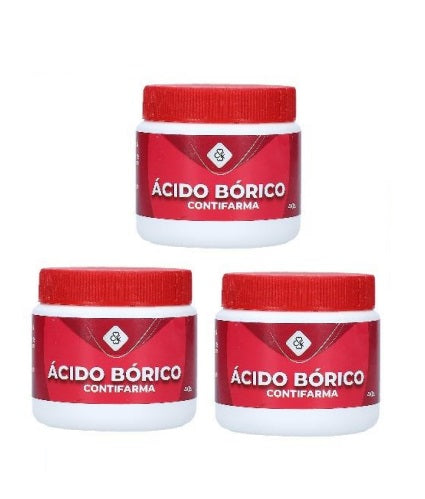 Contifarma Boric Acid 3 Pack (BH3 O3) 99.8% Purity - Antibacterial, Antiseptic, Fungicide & pH Buffer Agent
