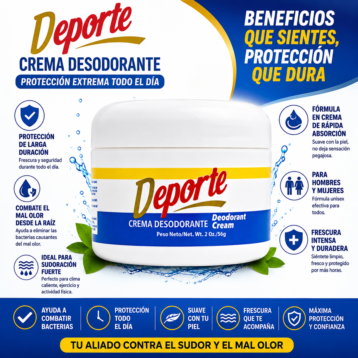 Crema Desodorante Deporte Original 2oz