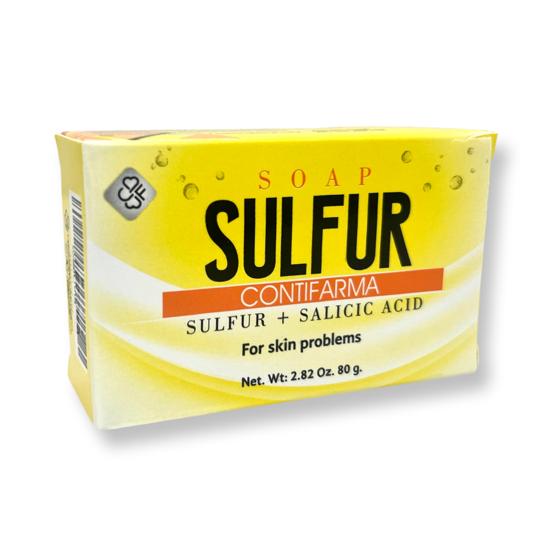 Pack of 3 Sulfur + Salicylic Acid Soaps 80g | Contifarma | Acne and Oily Skin Treatment