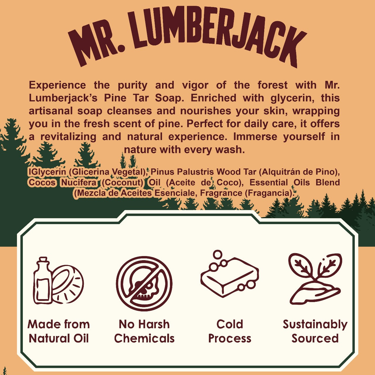 Pine Tar Soap Bar for Deep Cleansing & Soothing Skin Relief – Natural & Handmade | Mr. Lumberjack