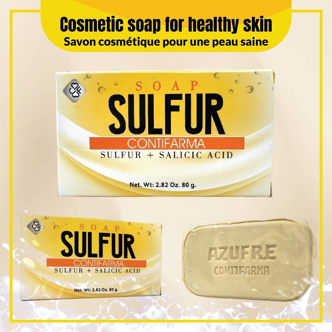 Jabon de Azufre Contifarma Barra 80 g - Cuidado Facial y Limpieza Profunda