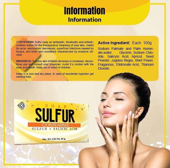 Jabon de Azufre Contifarma Barra 80 g - Cuidado Facial y Limpieza Profunda