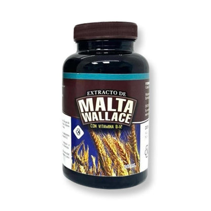 Malta Wallace Malt Extract with Vitamin B12 - Vegan Reconstituting Emulsion for Anemia and Nutrition Support, 8 oz (240 ml)