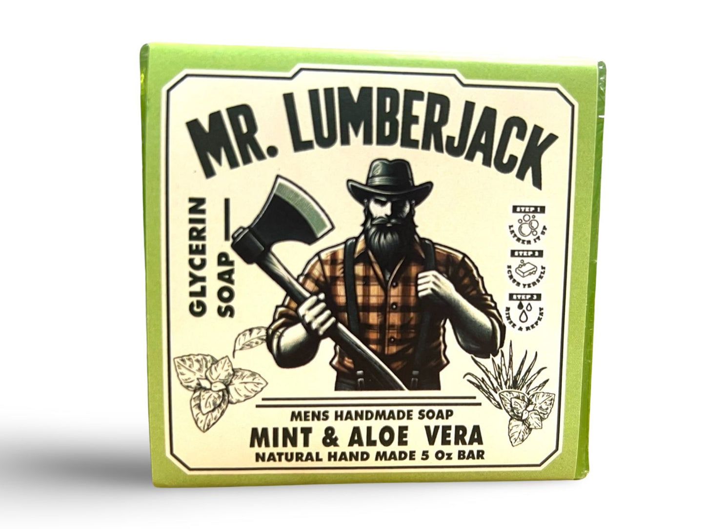 Jabones Artesanales Mr. Lumberjack – Pack 20 Unidades - Pine Tar, Mint & Aloe Vera, Bay Rum