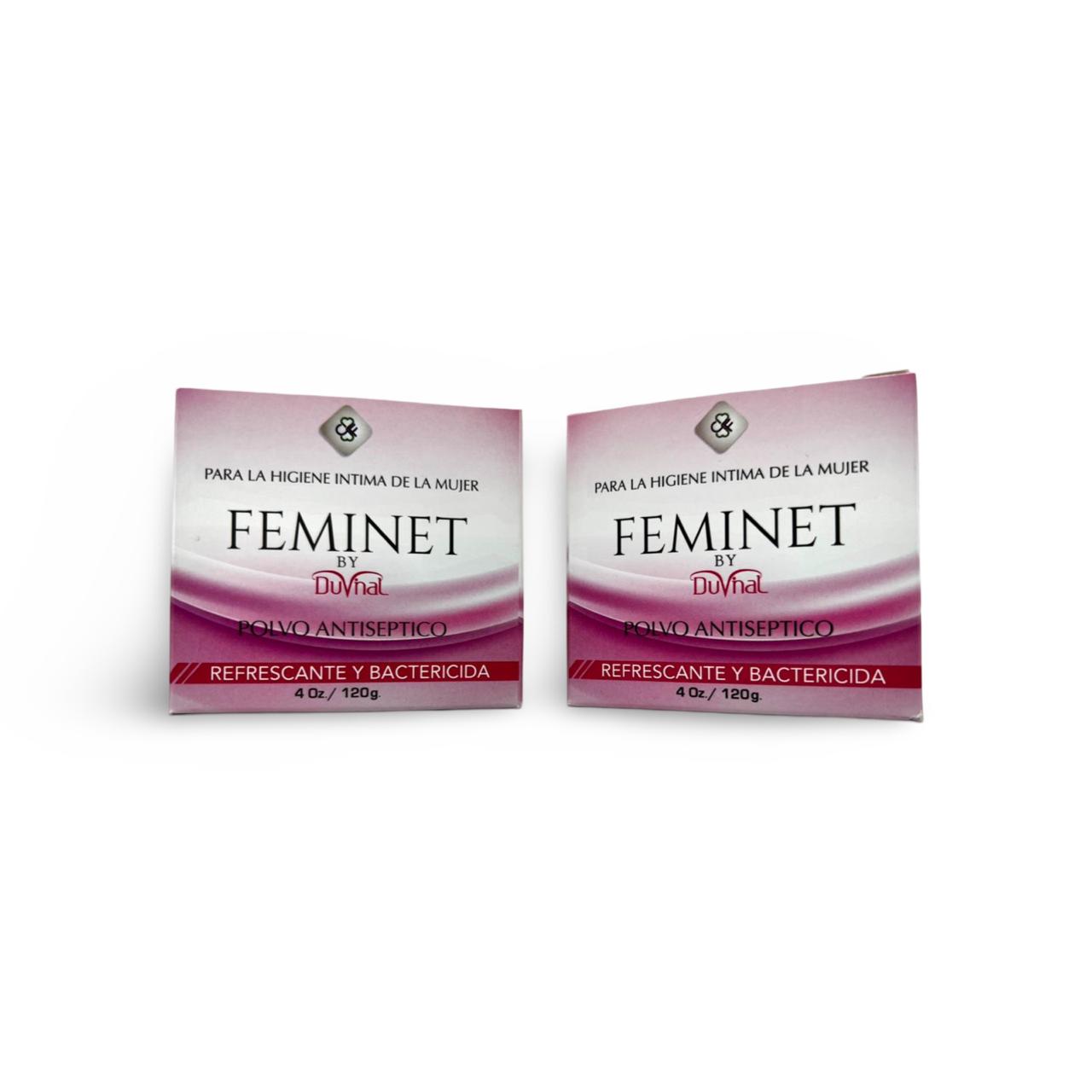 FEMINET POLVO - 2 PACK - Higiene Íntima Femenina, Limpieza, Frescura y Cuidado - 4 oz (120 ml) Cada Uno