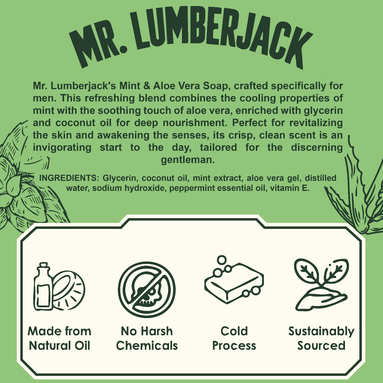 Jabones Artesanales Mr. Lumberjack – Pack 20 Unidades - Pine Tar, Mint & Aloe Vera, Bay Rum