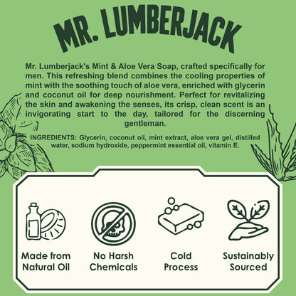 Jabones Artesanales Mr. Lumberjack – Pack 20 Unidades - Pine Tar, Mint & Aloe Vera, Bay Rum