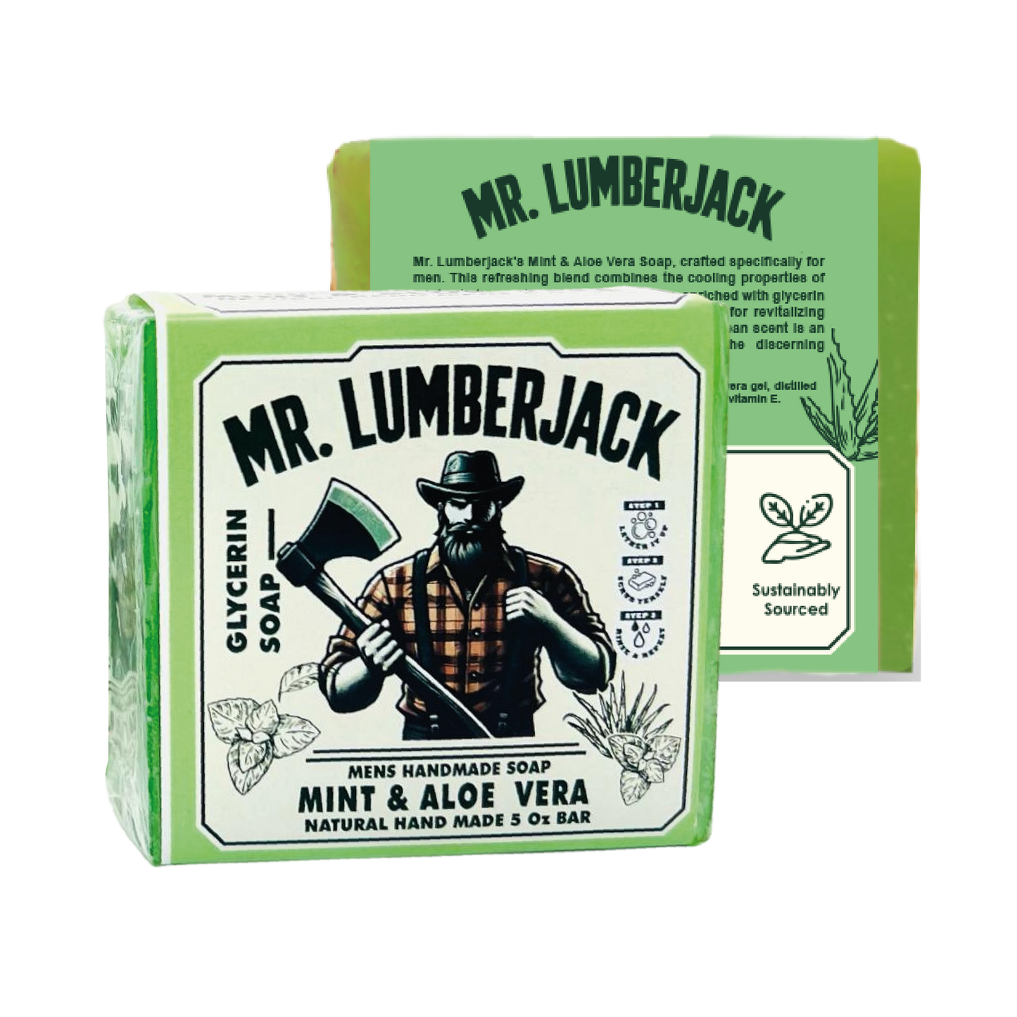 3 Pack of Aloe Vera & Mint Glycerin Soap | Mr. Lumberjack