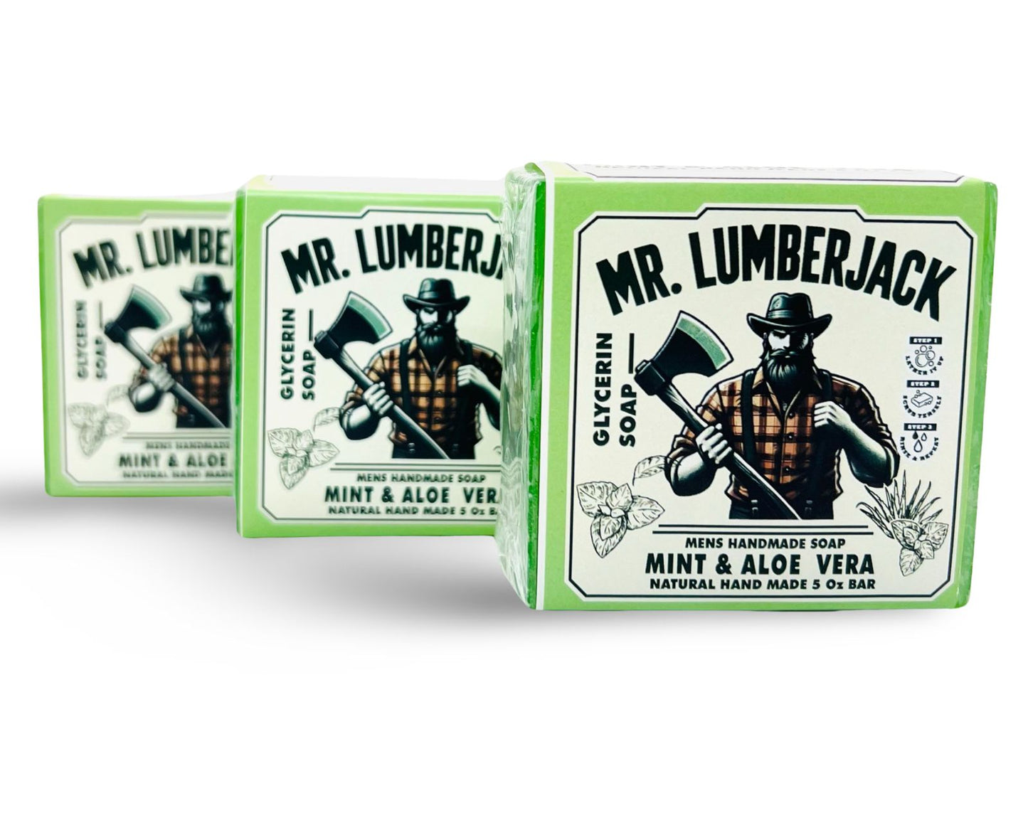 3 Pack of Aloe Vera & Mint Glycerin Soap | Mr. Lumberjack