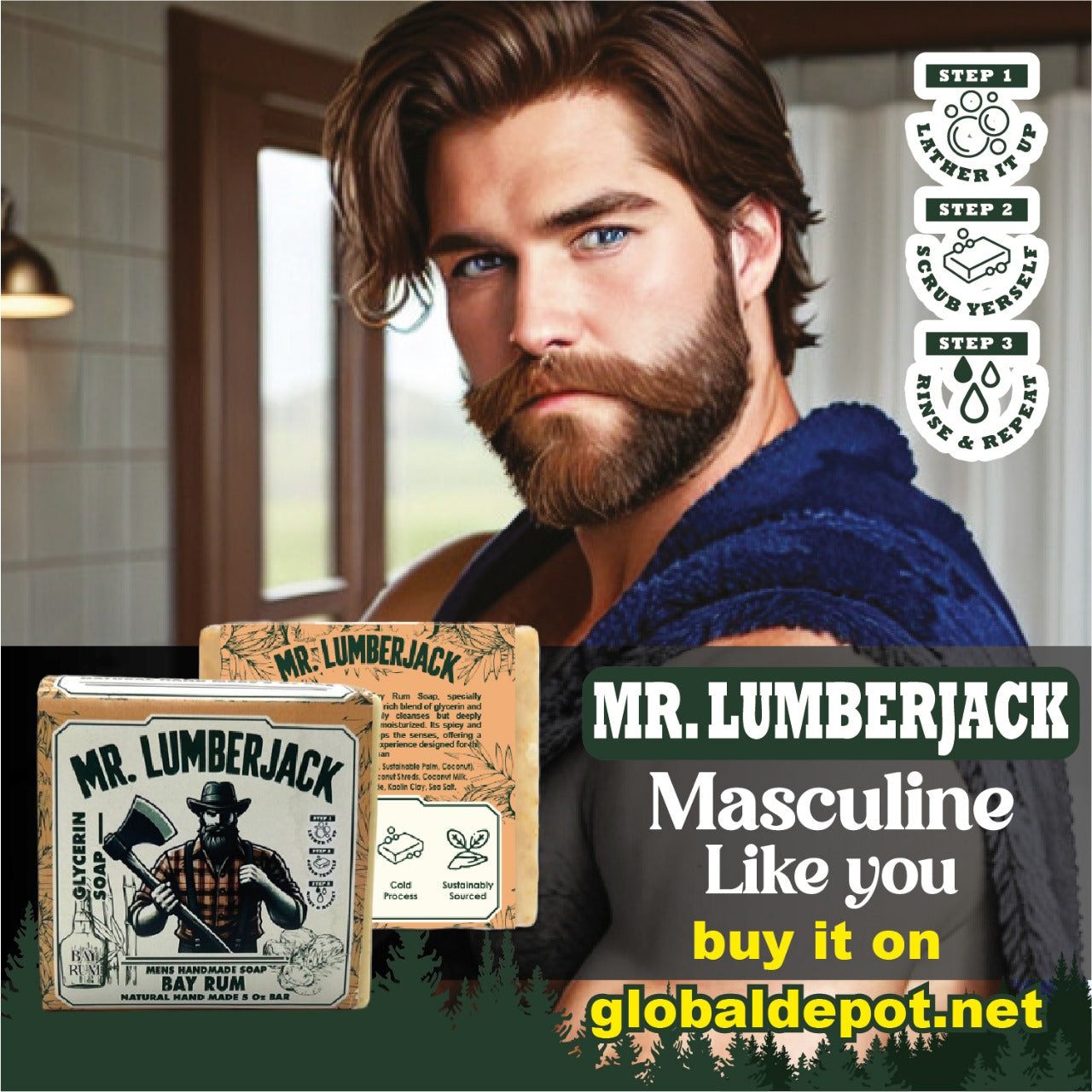 Bay Rum Soap Bar for Deep Cleansing & Invigorating Skin – Natural & Bold Scent | Mr. Lumberjack