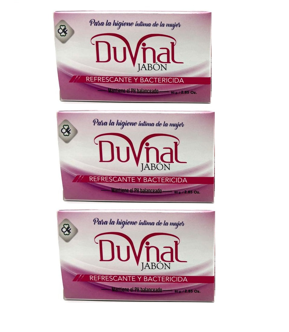 3 Pack Duvinal Soap - Feminine Intimate Hygiene Bar Soap, pH Balanced, 80g Each