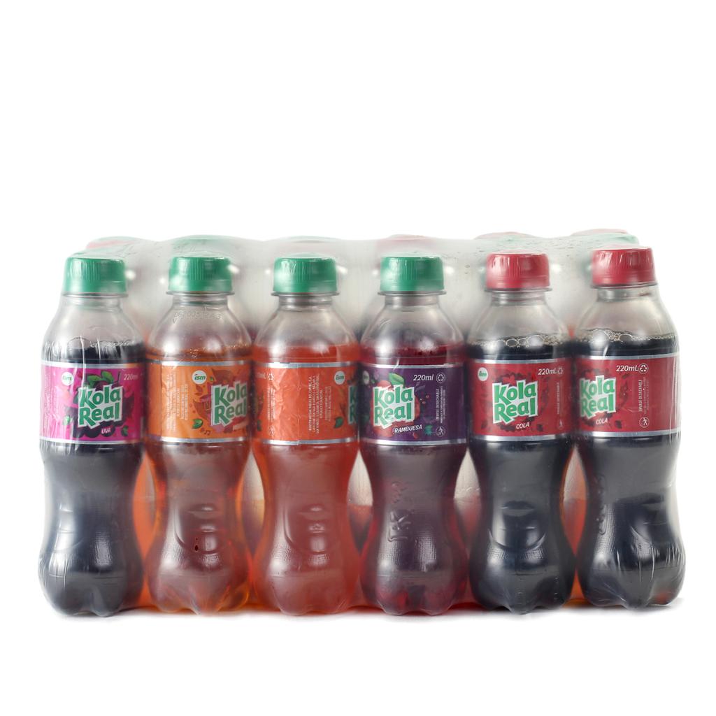 Pack of 24 Kola Real Assorted Sodas - 220 ml / 7.4 oz - Grape, Orange, Cola, and Red Flavors