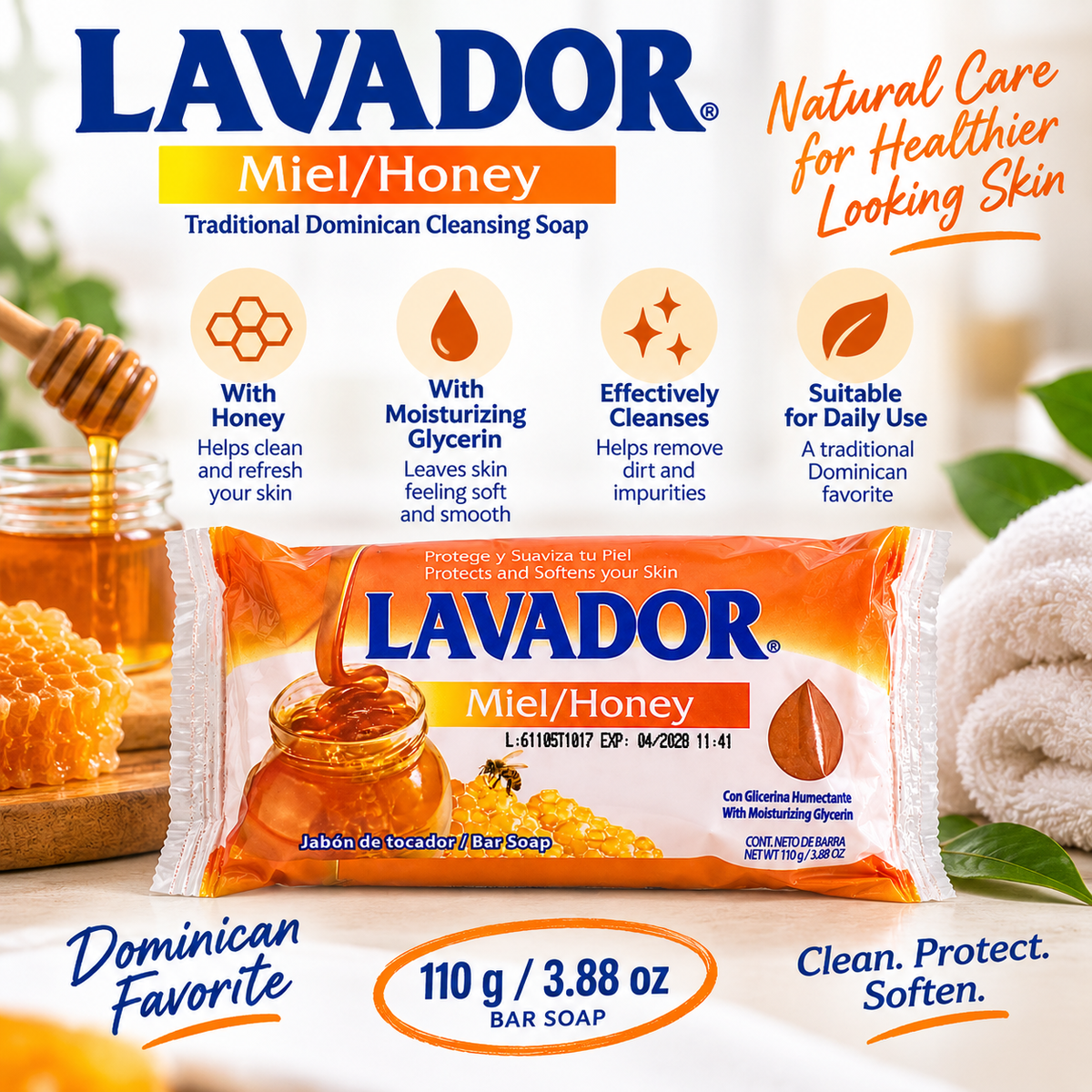 Lavador Honey Soap 110 g | Traditional Dominican Cleansing Soap