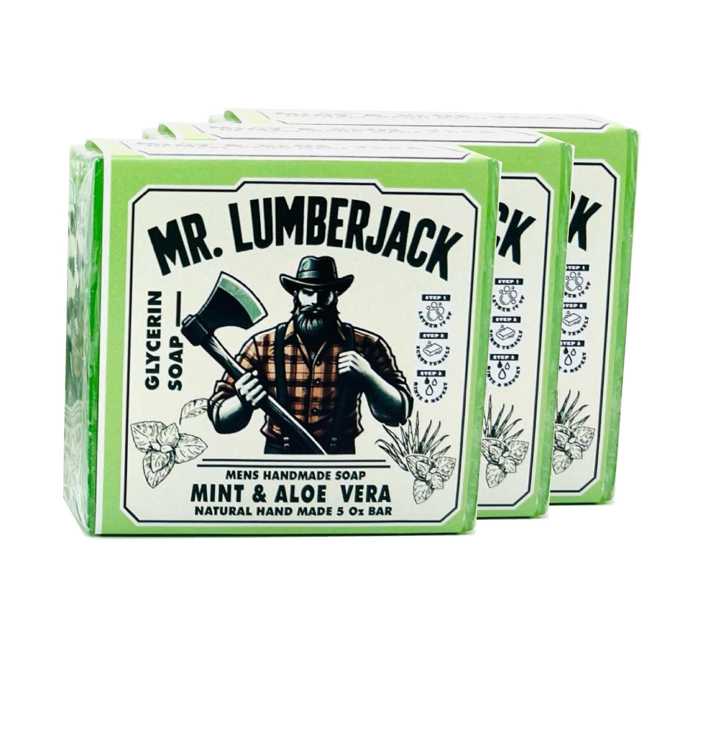 3 Pack of Aloe Vera & Mint Glycerin Soap | Mr. Lumberjack