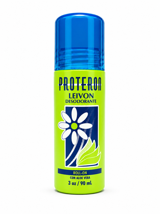 Leivon® PROTERON Roll-On Deodorant with Aloe Vera | Desodorante Roll-On con Aloe Vera | Alcohol Free | 3 oz (90 mL)