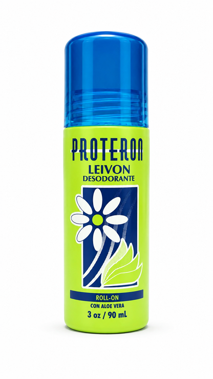 Leivon® PROTERON Roll-On Deodorant with Aloe Vera | Desodorante Roll-On con Aloe Vera | Alcohol Free | 3 oz (90 mL)