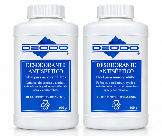 Deodo + Medicated Talcum Powder + Body Powder + Foot Powder + Deodorant + Moisture + Odor Control + 2 Pack + 100g