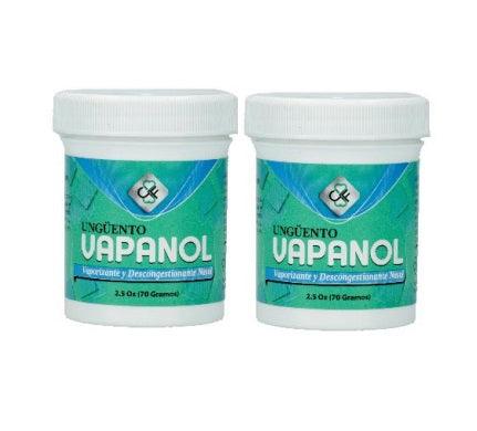 Vapanol Vaporizing and Decongestant Ointment 2 Pack - Topical Relief for Sore Throat and Cold Symptoms, Available in 1 oz (28 g) and 2.5 oz (70 g)